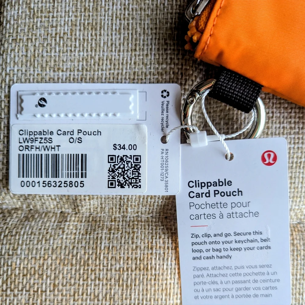 Lululemon Clippable Card Pouch In a Vibrant Orange color. NWT.  Free Ship. - Picture 4 of 4